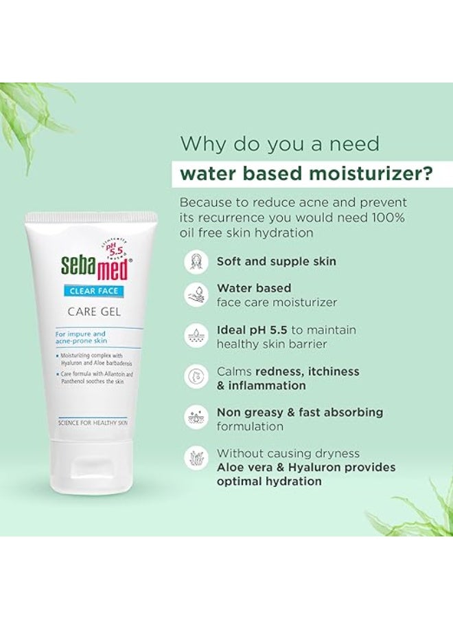 Sebamed Clear Face Care Gel 50 ml|pH 5.5 |Acne/ pimple prone skin|Hyaluronic acid & Aloe Vera|Water based Moisturiser | non sticky l Toxin free - Image 4